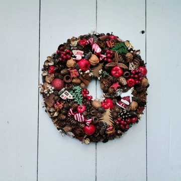 Рождественский венок, 35 см, новогоднее украшение, шишки