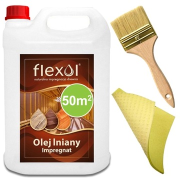 Zestaw Olej lniany do drewna 5L + pędzel 76 + ścierka