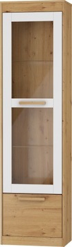 meble EMAX 43 witryna 1D dąb artisan /biały połysk