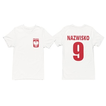 T-SHIRT KOSZULKA DZIECIĘCA REPREZENTACJA POLSKI WŁASNY NADRUK BIAŁA 128/134