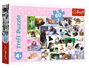 PUZZLE 60 EL. KOCI ŚWIAT KOTKI KOTY KOLAŻ TREFL