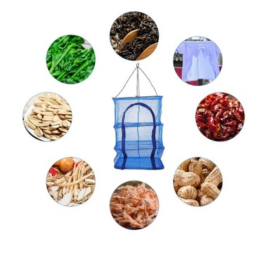 3-СЛОЙНАЯ СКЛАДНАЯ СЕТЬ ДЛЯ СУШКИ РЫБЫ 35*65 СМ С КРЮЧКОМ