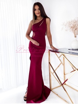 DŁUGA SUKIENKA JEDNO RAMIĘ Z MARSZCZENIAMI WESELE