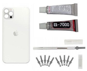 Klapka Tył iPhone 12 Pro Max Silver + Nożyk + Klej