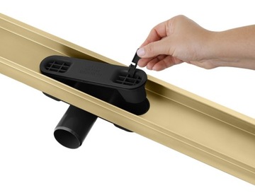 Линейный слив VOGI Duo для плитки GOLD, 90 см, НИЗКИЙ СИФОН, диаметр 50, сталь