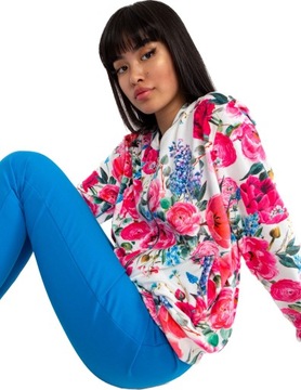 Bluza welurowa ROZPINANA bomberka FLOWERS 86B L/XL