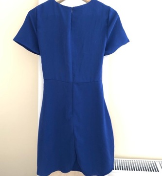 New Look niebieska kobaltowa wiązana sukienka mini wesele y2k