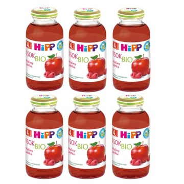 HiPP BIO Maliny-Jabłka Sok Bio 100% po 4m. 6x200ml