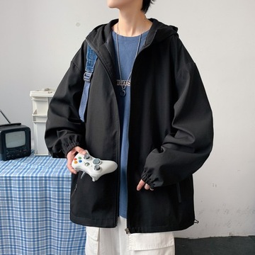 2023 New Fashion Loose Hooded Jacket Men Breathabl