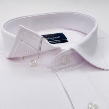 Biała koszula męska z delikatnym strukturalnym tłoczeniem do garnituru slim