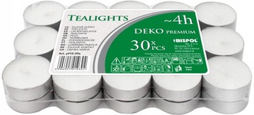 ŚWIECZKI PODGRZEWACZE tealight 30 szt. 4h