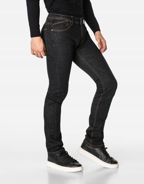 Czarne Spodnie Jeansy Rurki Męskie Texasy Dżinsy dla Wysokich SM666 W33 L36