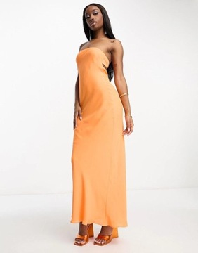 Asos Design NG3 yxg pomarańczowa maxi sukienka wiązanie XS