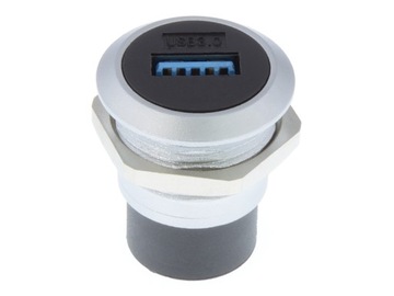 GNIAZDO TABLICOWE USB 3.0 A-A PANELOWE SREBRNE