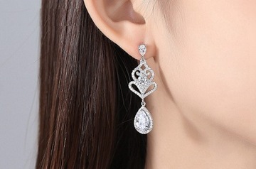 ЭКСКЛЮЗИВНЫЕ СЕРЬГИ С БРИЛЛИАНТАМИ ЦИРКОНИЯ, КРАСИВЫЕ