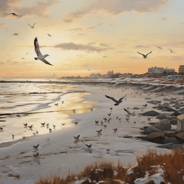 Plakat 50x50cm Zmierzch nad Wybrzeżem
