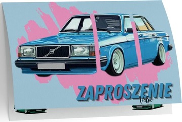 ZAPROSZENIE VOLVO AUTA SAMOCHODY ZAPROSZANIA URODZINOWE 20x15 cm