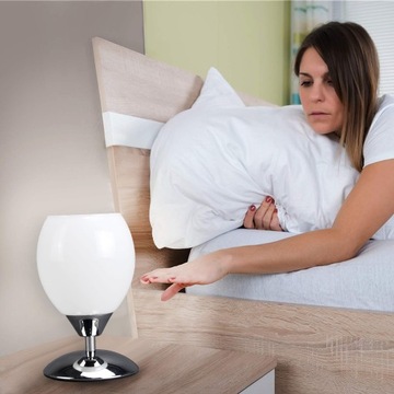 Ночная лампа - белое стекло - хром - прикосновение - E27 - спальня