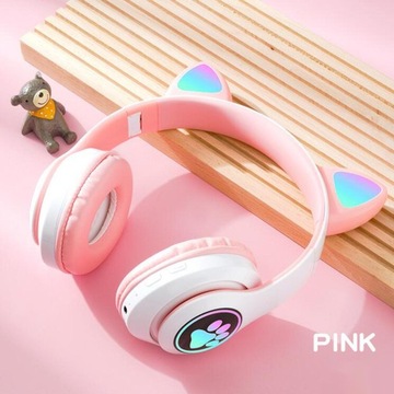 Розовые и белые игровые наушники-вкладыши Cat Ear