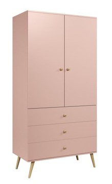 Szafa z 3 szufladami, komoda w stylu scandi BOHO 100cm róż naturalny