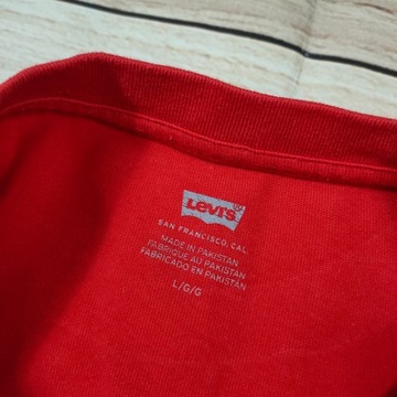 LEVI'S Koszulka T-Shirt Męska Czerwona Logowana r. L