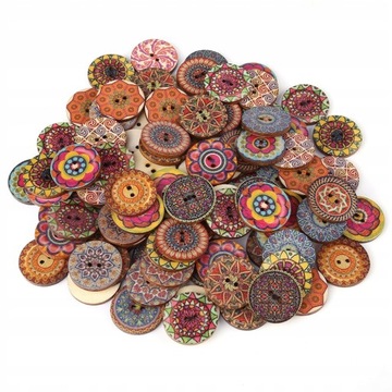 100 SZTUK 25MM DREWNIANY GUZIK DRZEWO