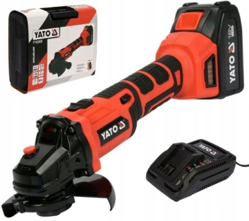 УГЛОВАЯ ШЛИФОВАЛЬНАЯ МАШИНА YATO 125 мм 18 В БЕСЩЕТОЧНАЯ 3 Ач