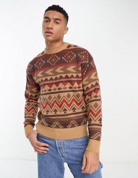 JACK&JONES BEŻOWY SWETER ŻAKARDOWY (L)