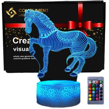 Lampka 3D nocna led usb KOŃ KONIK