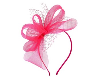 FASCYNATOR Z WOALKĄ, STROIK DO WŁOSÓW NA OPASCE - różowy