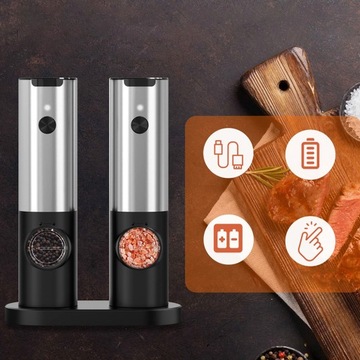ЭЛЕКТРИЧЕСКАЯ МЕЛЬНИЦА ДЛЯ СОЛИ И ПЕРЦА LED USB 25W