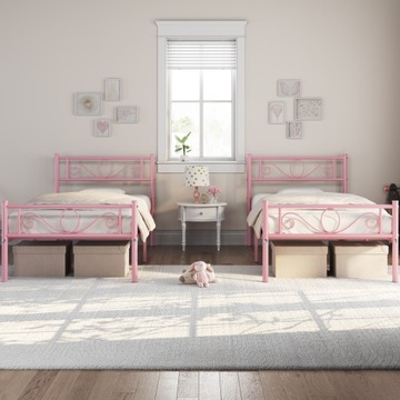 Yaheetech 90x200cm Prosta Metalowa Rama Łóżka Pojedynczego, Różowa
