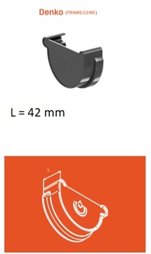 DENO LEFT DROP ПВХ fi 125 ral 7016 ГРАФИТ