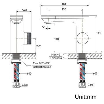 Смеситель для умывальника Бесконтактный фотоэлемент Смеситель для умывальника с двойным ИК-датчиком
