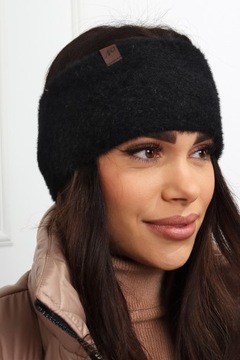 ПОВЯЗКА НА УШИ ЖЕНСКАЯ, ТЕПЛАЯ, ПЛОТНАЯ, СПОРТИВНАЯ, ЖЕНСКАЯ АЛЬПАКА, ЧЕРНАЯ