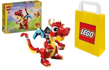 LEGO CREATOR 3w1 - Czerwony smok 31145 + TORBA PAPIEROWA LEGO