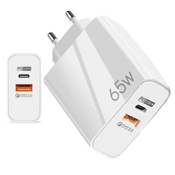 БЫСТРОЕ СЕТЕВОЕ ЗАРЯДНОЕ УСТРОЙСТВО USB-A USB QC 3.0 65 Вт USB-C PD TYPE C ДЛЯ ТЕЛЕФОНА