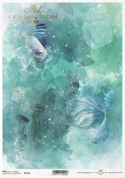 ITD Collection - Decoupage Papier RYŻOWY R1753 - Ryby - A4
