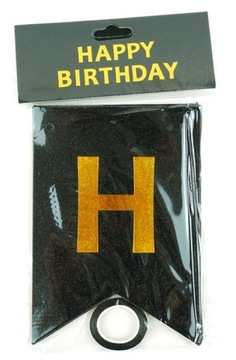Baner Happy Birthday urodzinowy czarny