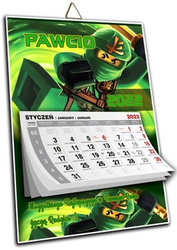 KALENDARZ A3 LEGO NINJAGO TWOJE IMIĘ + ŻYCZENIA !