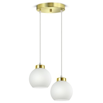 Lampa Wisząca Sufitowa Żyrandol Złota Szklane Białe Kule Glass EZ2 LED E27