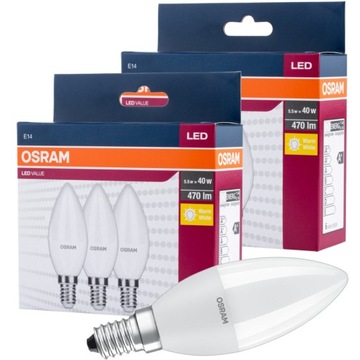 6x Żarówka LED ŚWIECZKA E14 5,5W 40W 2700K OSRAM