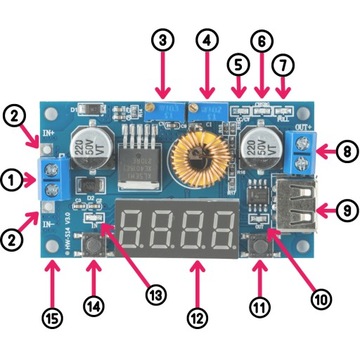 ПРЕОБРАЗОВАТЕЛЬ DC-DC НАПРЯЖЕНИЯ XL4015 LCD