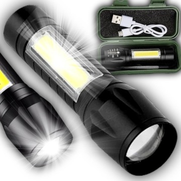 MOCNA LATARKA TAKTYCZNA LED COB ZOOM