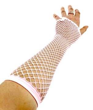 Розовые перчатки без пальцев в сеточку