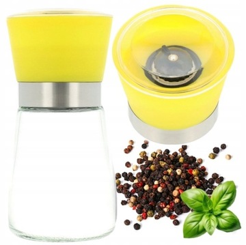 RĘCZNY MŁYNEK DO PIEPRZU I SOLI MIELENIA PRZYPRAW PRZYPRAWNIK SZKŁO KOL
