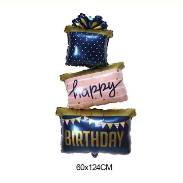Caja de regalo de feliz cumpleaños, globos de papel de aluminio,