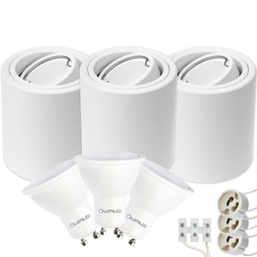 3x Oprawa Natynkowa HALOGENOWA TUBA + LED GU10 5W