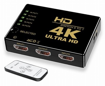 Przełącznik Switch HDMI 5x1 + pilot IR ROZGAŁĘŹNIK switcher obrazu