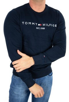 BLUZA TOMMY HILFIGER MĘSKA DUŻE LOGO KLASYCZNA GRANATOWA M